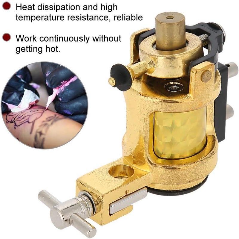 woobles Tattoo Machine Gun Alloy Rotary Shader Liner, Strong Motor Gun Liner Shader Coloring Permanent Makeup Tool for Shader Supply Equipment and Artists(Gold) - Image 4